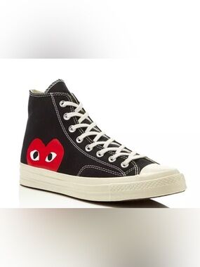 Converse x Comme des Garçons PLAY Chuck 70 High Tops in Black/White.